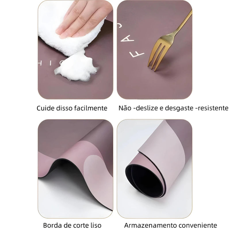 Tapete Oval Absorvente para Banheiro - Secagem Rápida e Antiderrapante