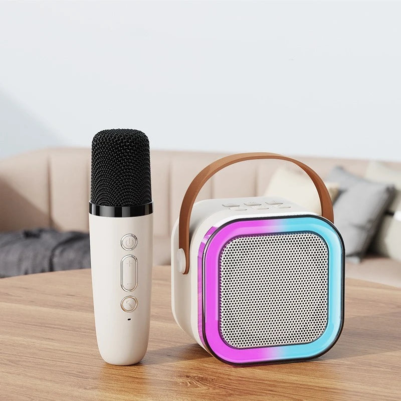 Caixa de Som Bluetooth K12 Karaoke com Microfone | Potência de 20W, Bateria de 6h e Resistência a Respingos | Portátil, Versátil e Perfeita para Diversão em Qualquer Lugar!