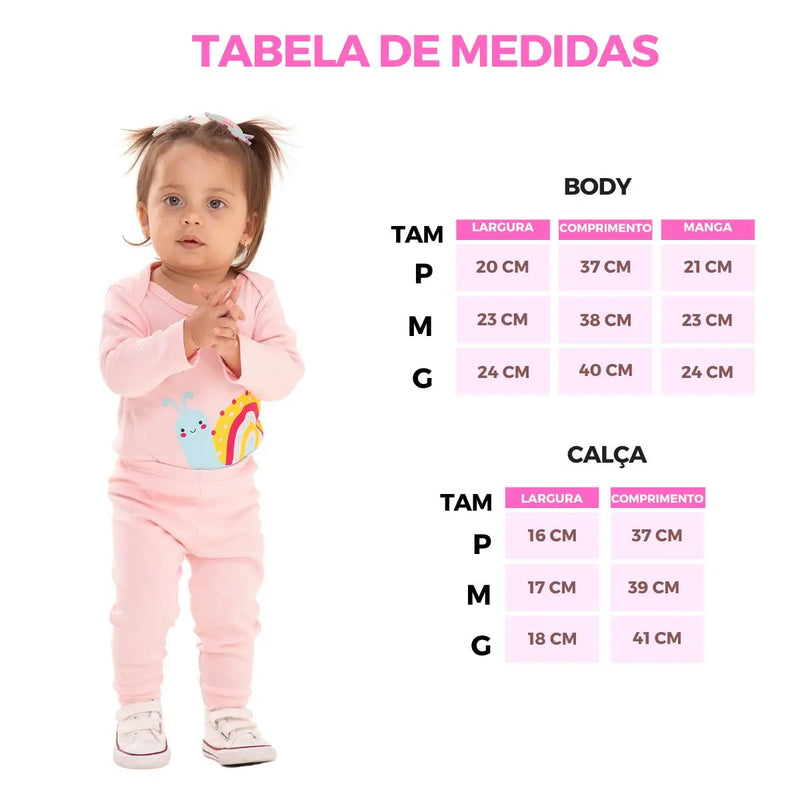 Kit de Roupas para Bebê Menina – 10 Peças (5 Bodys Longos + 5 Calças)
Conjunto Encantador de Roupas para Bebê