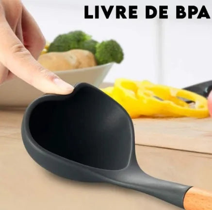 Kit de Utensílios de Cozinha em Silicone – 12 Peças (Colher, Espátula e Mais) com Suporte – Livre de BPA e Antiaderente