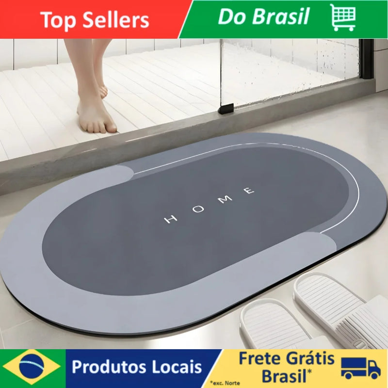 Tapete Oval Absorvente para Banheiro - Secagem Rápida e Antiderrapante