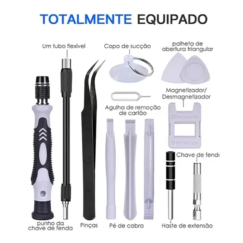 Kit de Ferramentas de Precisão com 115 Peças – Perfeito para Reparação de Celulares, iPhones, Notebooks, Tablets, Consoles PS4/PS5, Relógios e Eletroeletrônicos!