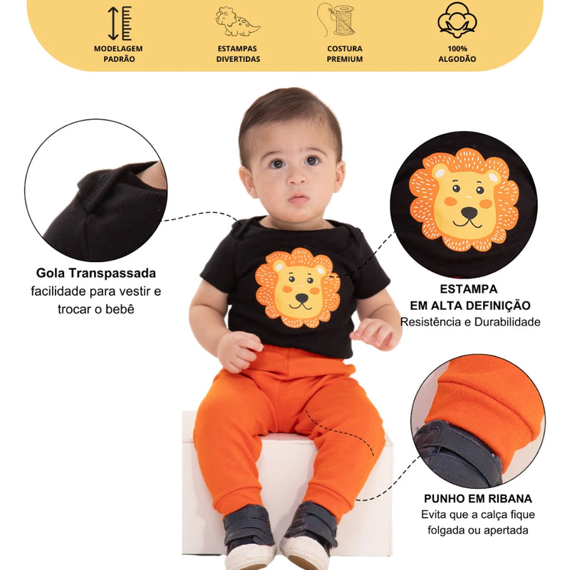 Kit de Roupas para Bebê Menino com 12 Peças (6 Bodys + 6 Calças)
Conjunto de Roupas para Bebê