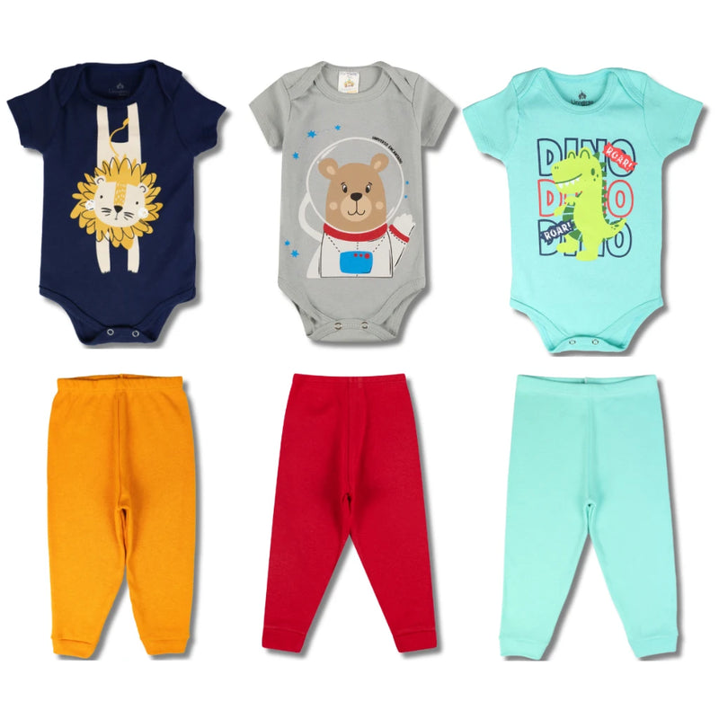 Kit de Roupas para Bebê Menino com 12 Peças (6 Bodys + 6 Calças)
Conjunto de Roupas para Bebê