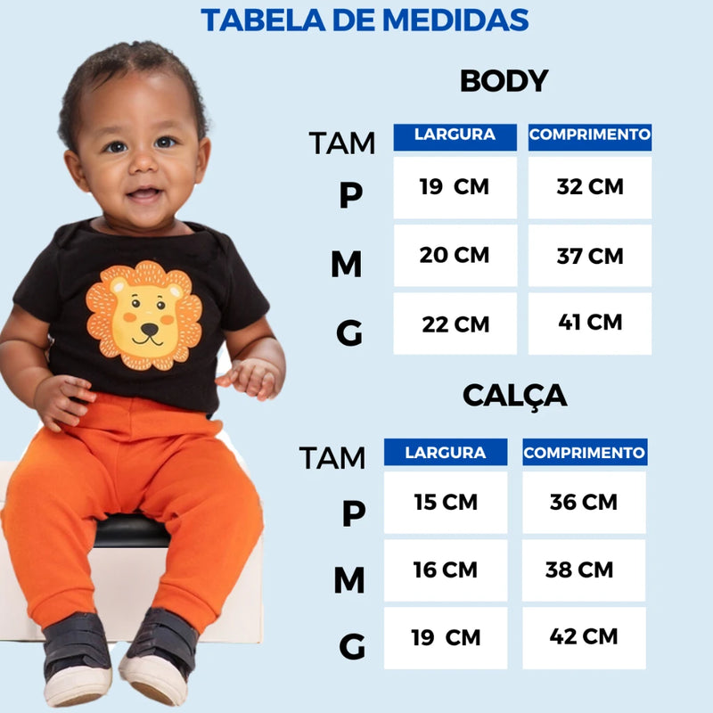 Kit de Roupas para Bebê Menino com 12 Peças (6 Bodys + 6 Calças)
Conjunto de Roupas para Bebê