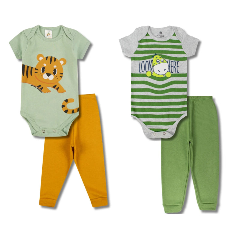 Kit de Roupas para Bebê Menino com 12 Peças (6 Bodys + 6 Calças)
Conjunto de Roupas para Bebê