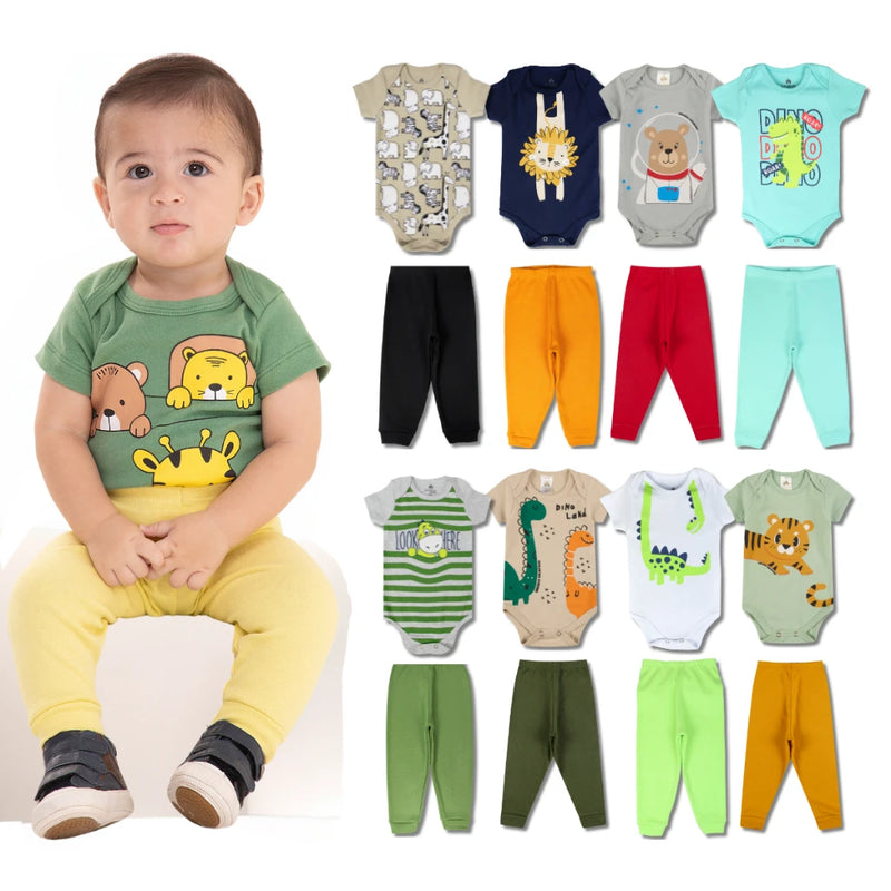 Kit de Roupas para Bebê Menino com 12 Peças (6 Bodys + 6 Calças)
Conjunto de Roupas para Bebê