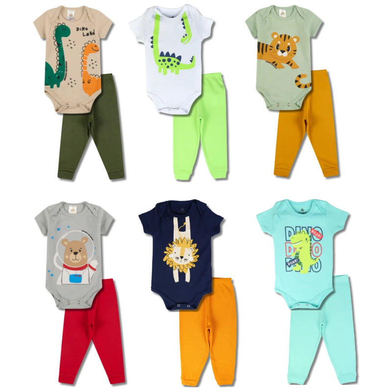 Kit de Roupas para Bebê Menino com 12 Peças (6 Bodys + 6 Calças)
Conjunto de Roupas para Bebê